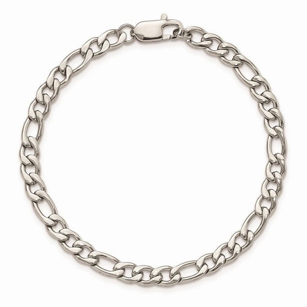 Stainless Steel Polished Figaro 9 inch Bracelet