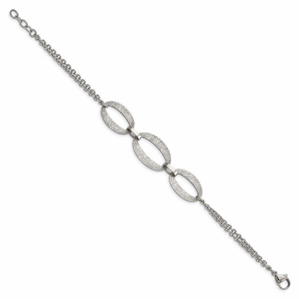 Stainless Steel Polished Laser Cut w/.5in ext. Bracelet