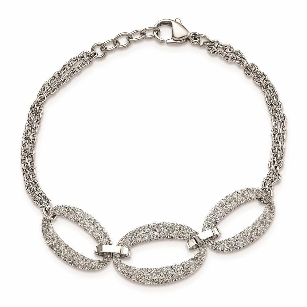 Stainless Steel Polished Laser Cut w/.5in ext. Bracelet