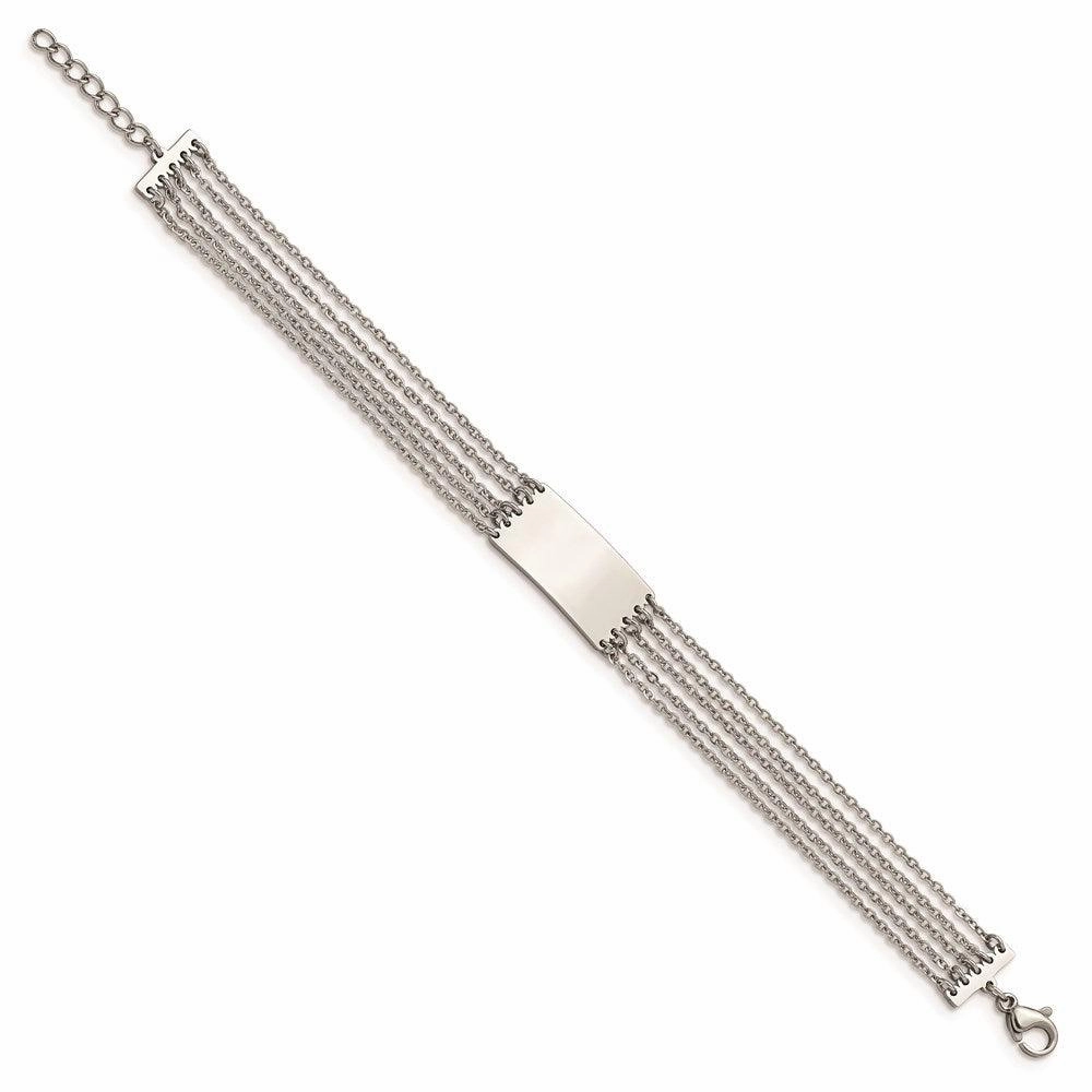 Stainless Steel Polished Multi Strand w/.75in ext 6.5in ID Bracelet
