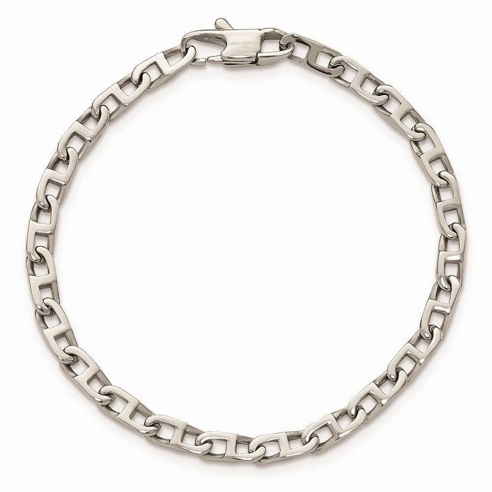 Stainless Steel Polished Oval Links 7.75in Bracelet