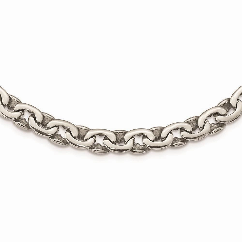Stainless Steel Polished Ovals 24in Necklace