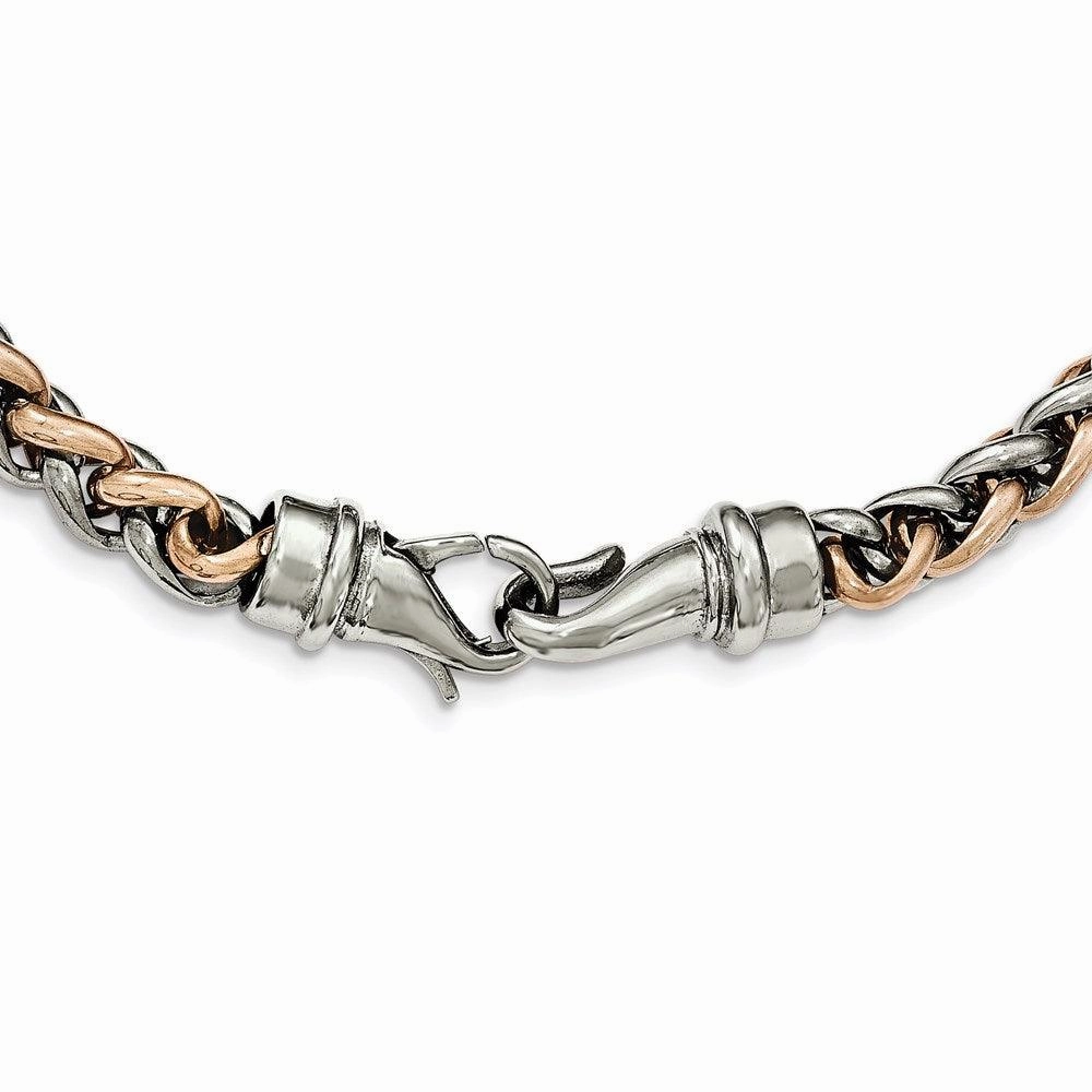 Stainless Steel Polished Rose IP-plated 24in Necklace