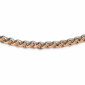 Stainless Steel Polished Rose IP-plated 24in Necklace