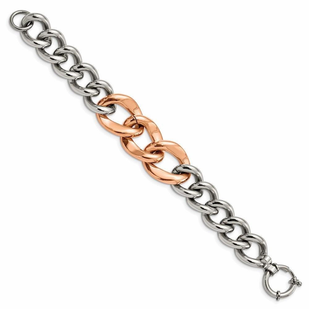 Stainless Steel Polished Rose IP Plated 7.5inch Bracelet