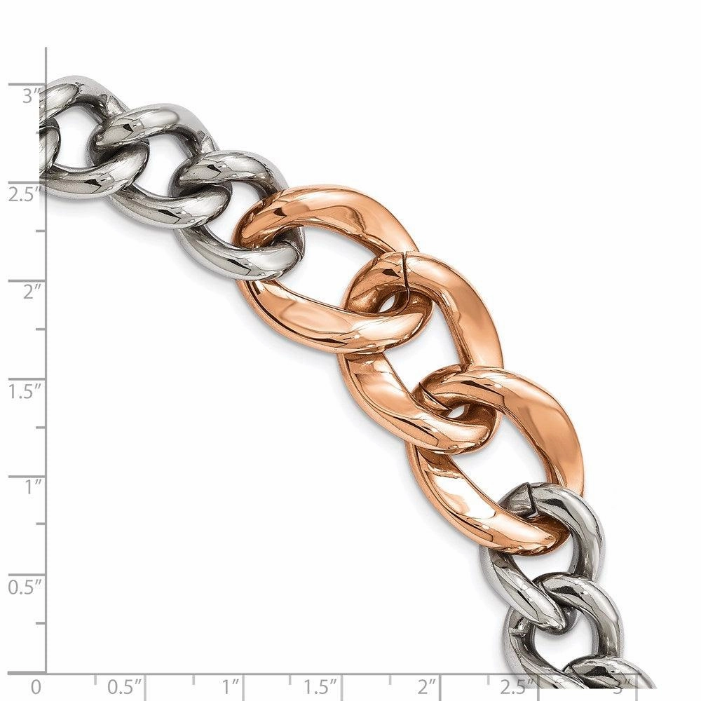 Stainless Steel Polished Rose IP Plated 7.5inch Bracelet