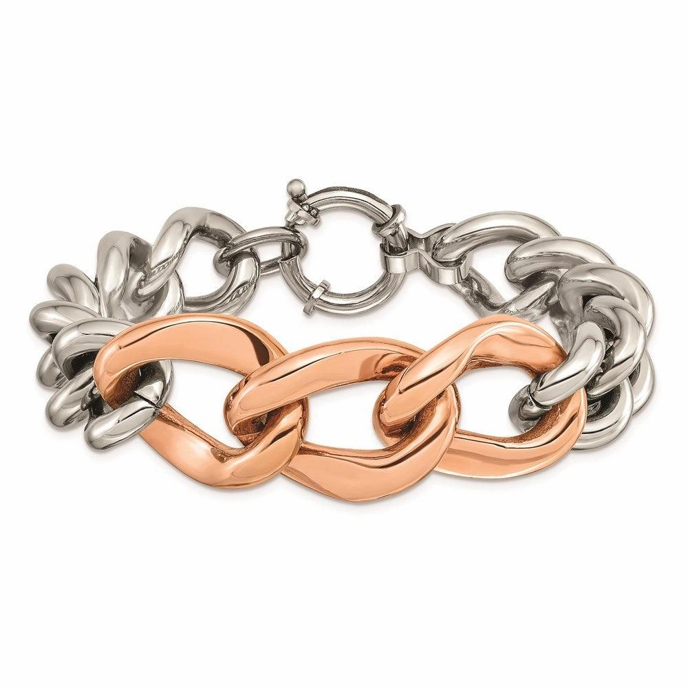 Stainless Steel Polished Rose IP Plated 7.5inch Bracelet