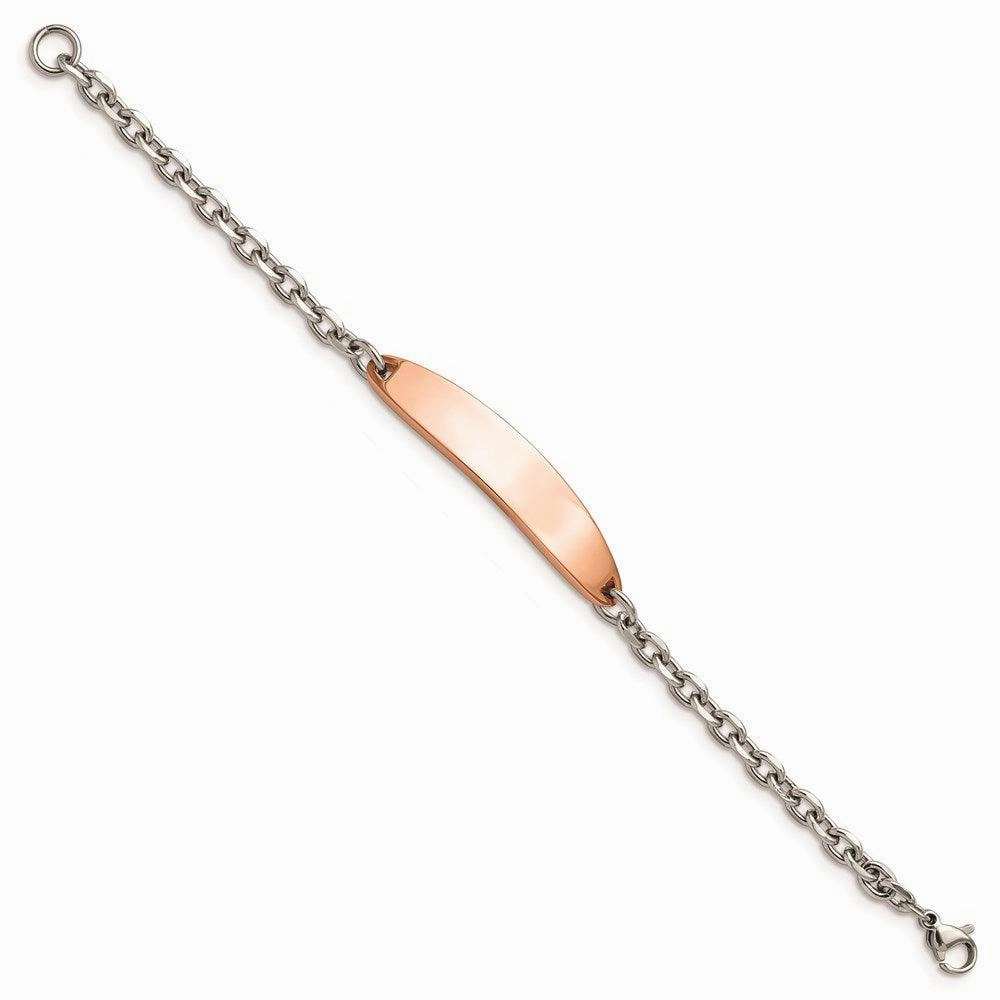 Stainless Steel Polished Rose IP-plated 7in ID Bracelet