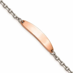Stainless Steel Polished Rose IP-plated 7in ID Bracelet