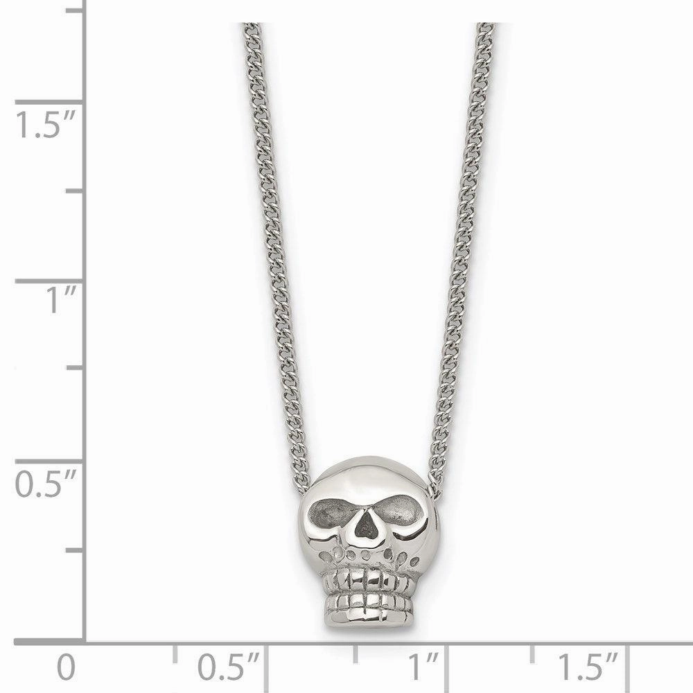 Stainless Steel Polished Skull Necklace
