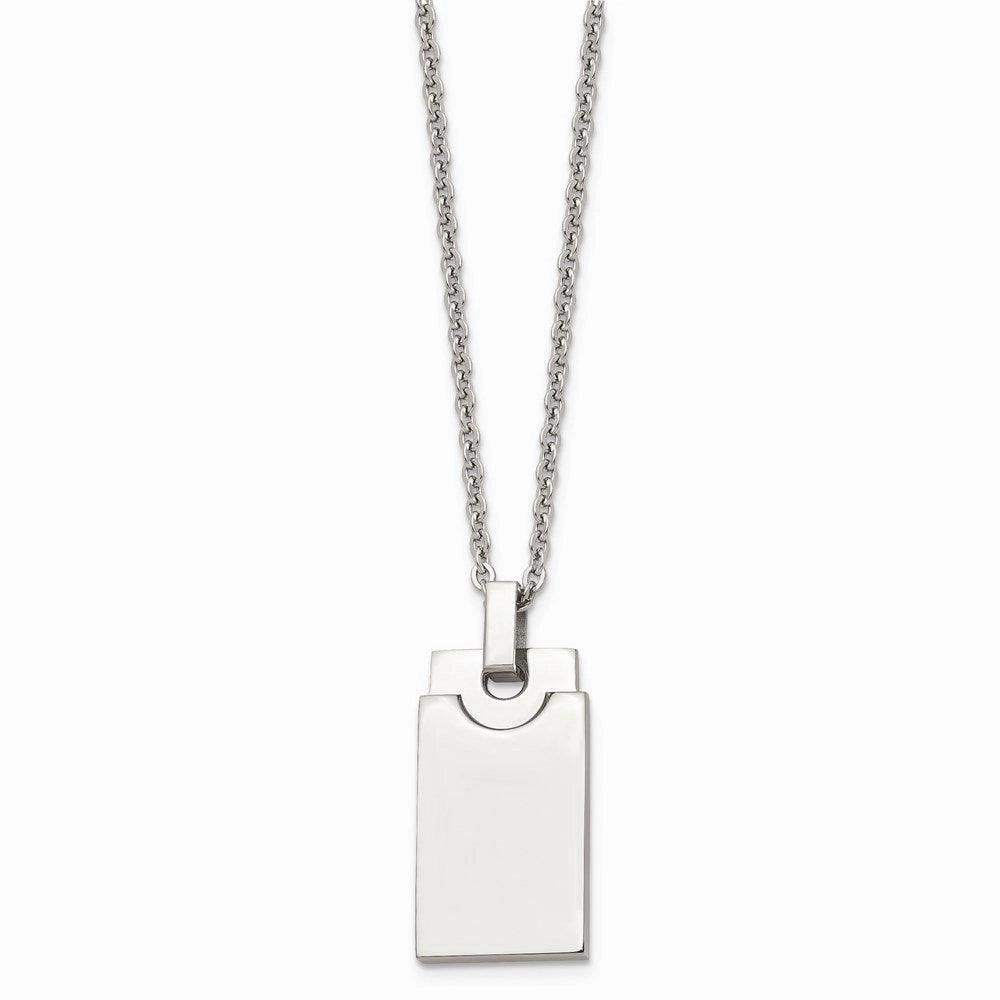 Stainless Steel Polished Square 22in Necklace
