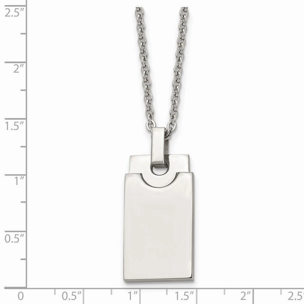 Stainless Steel Polished Square 22in Necklace