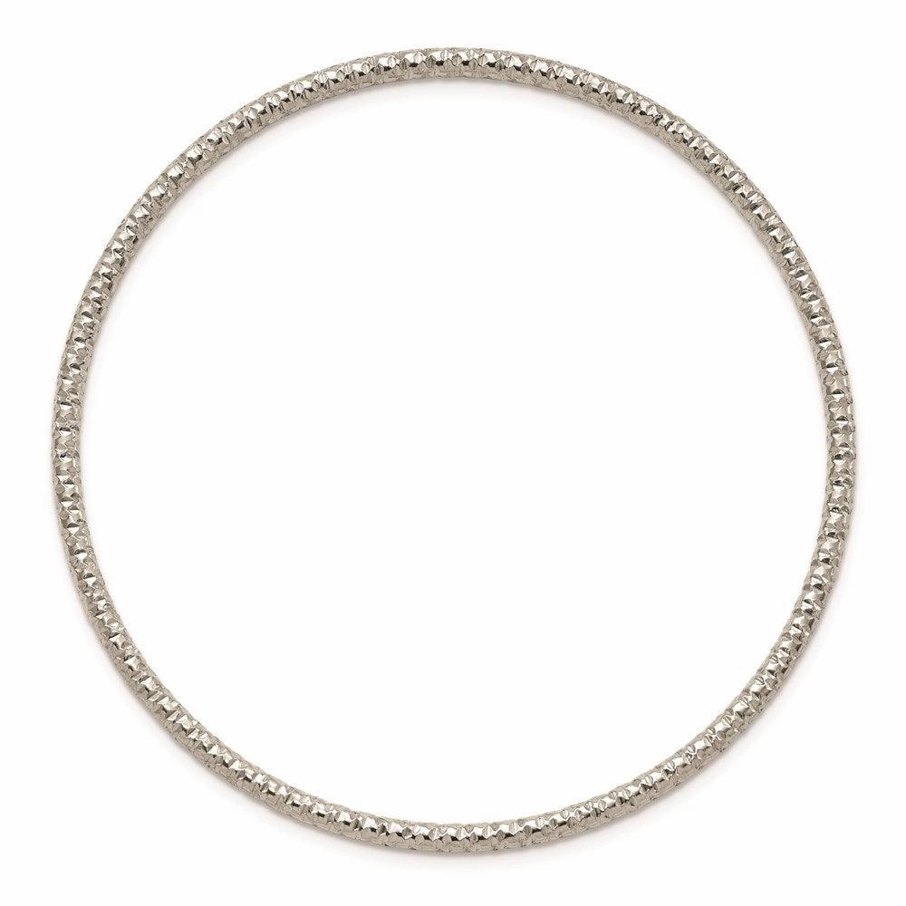 Stainless Steel Polished Textured 2mm Slip on Bangle