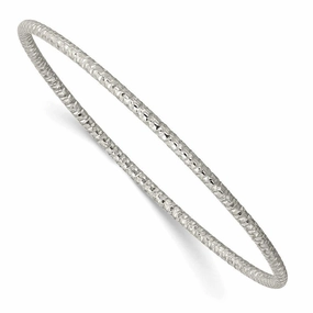 Stainless Steel Polished Textured 2mm Slip on Bangle