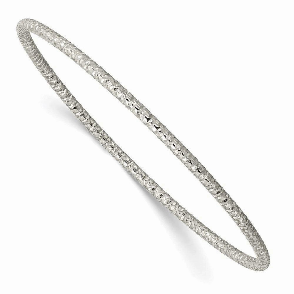 Stainless Steel Polished Textured 2mm Slip on Bangle