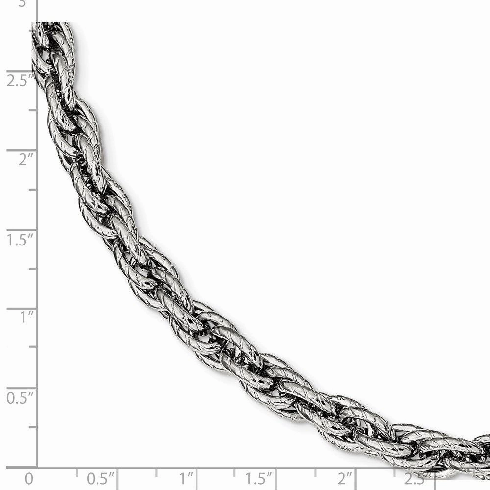 Stainless Steel Polished Textured Fancy Rope 8in Bracelet