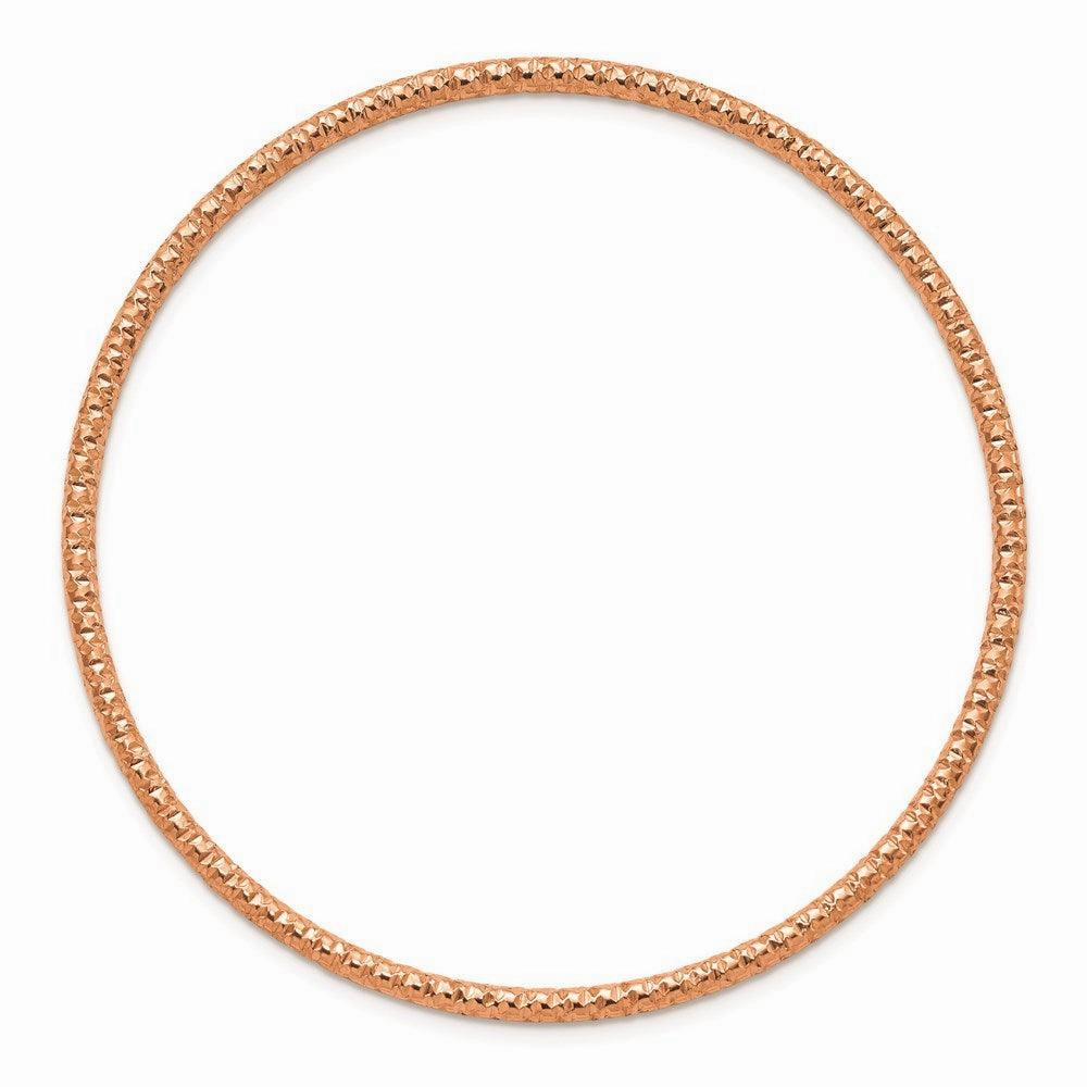 Stainless Steel Polished Textured Rose IP-plated 2mm Slip on Bangle