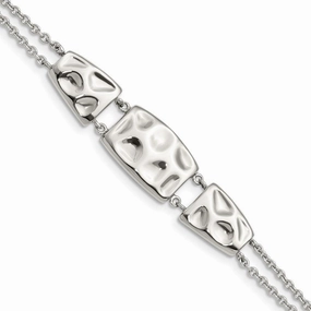 Stainless Steel Polished Textured w/ 1in ext Bracelet