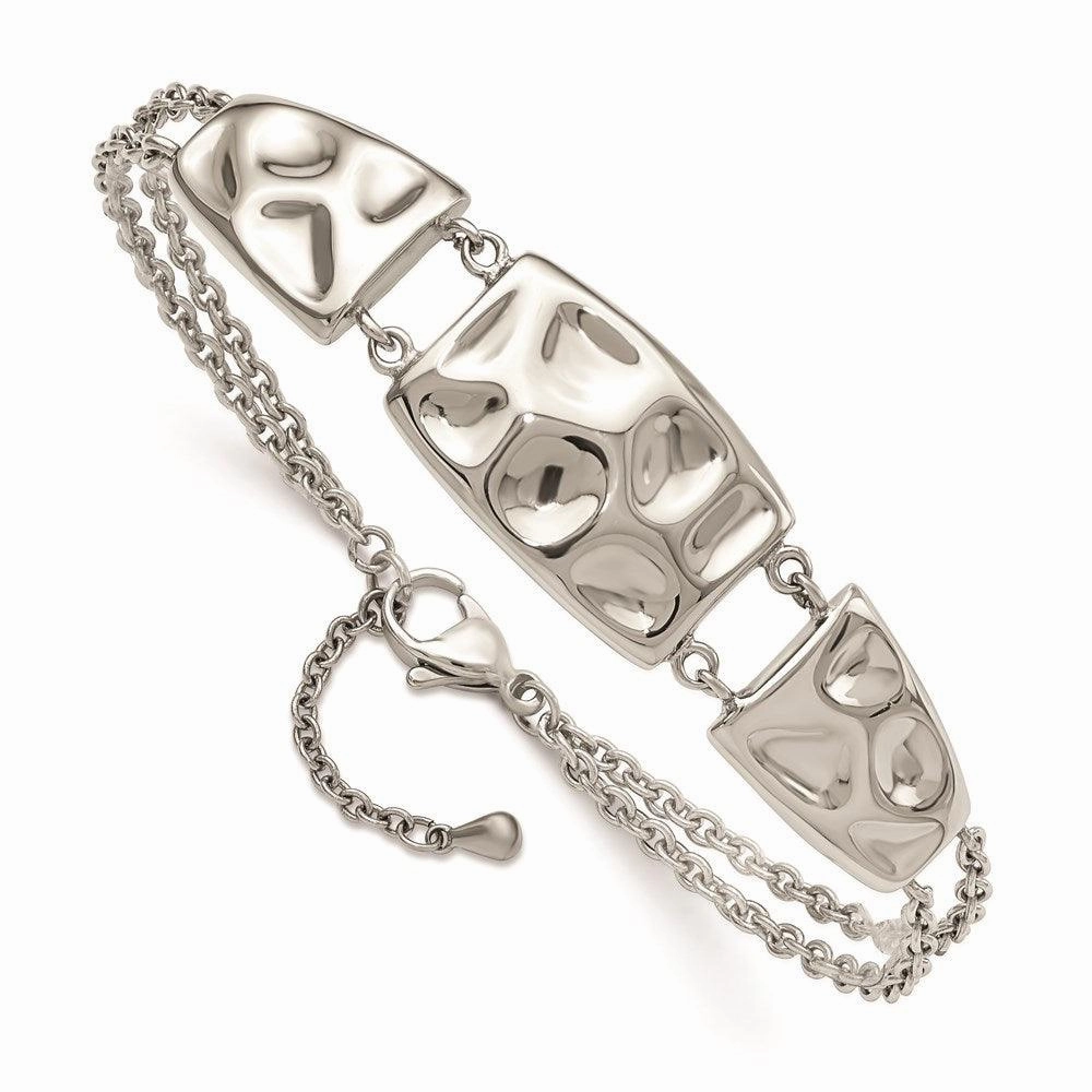 Stainless Steel Polished Textured w/ 1in ext Bracelet