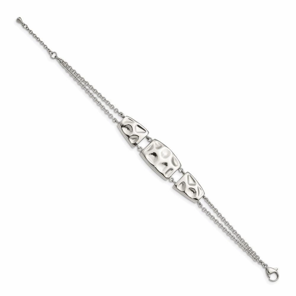 Stainless Steel Polished Textured w/ 1in ext Bracelet