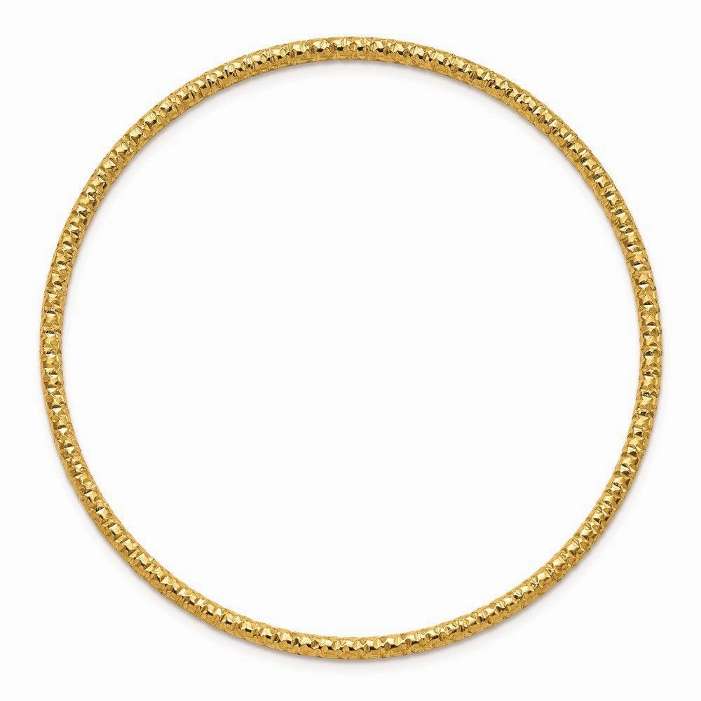 Stainless Steel Polished Textured Yellow IP-plated 2mm Slip on Bangle