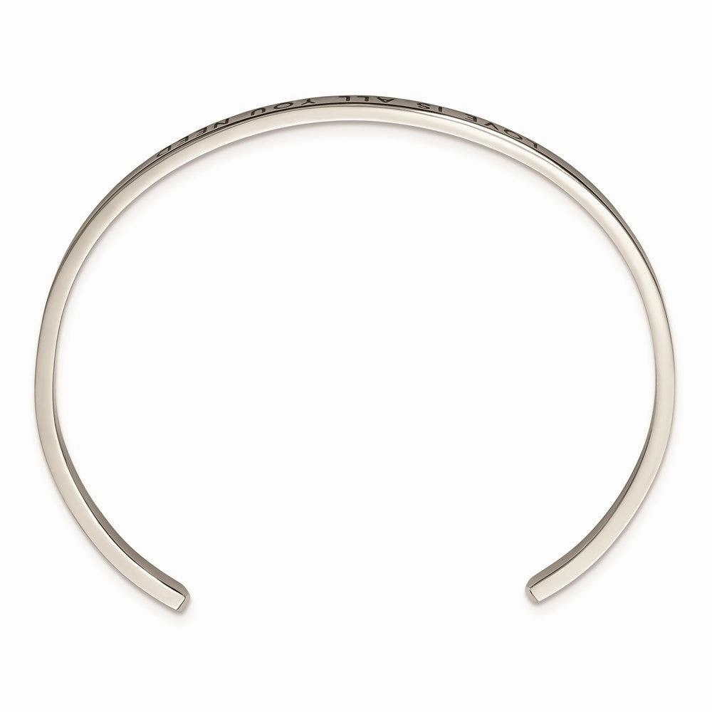 Stainless Steel Polished w/Enamel/Crystal ALL YOU NEED 3mm Cuff Bangle