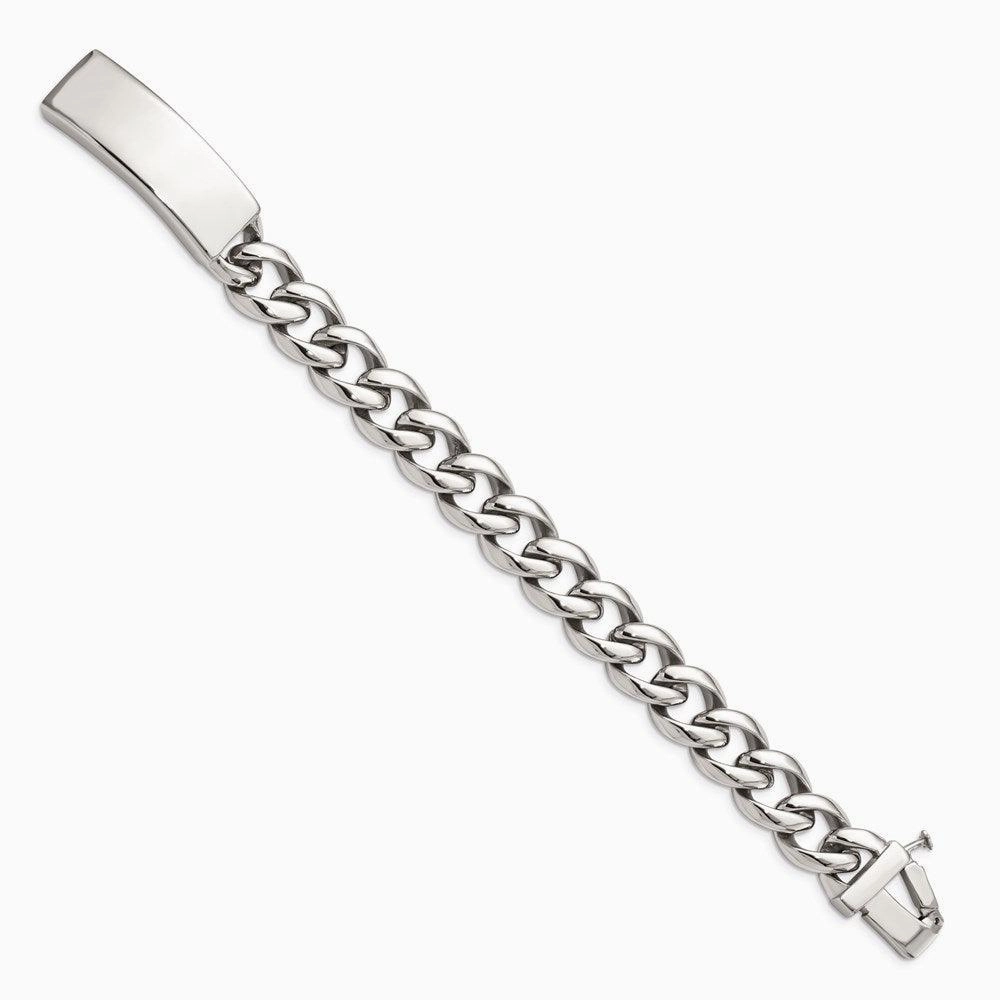 Stainless Steel Polished w/ID Plate 8.5in Bracelet