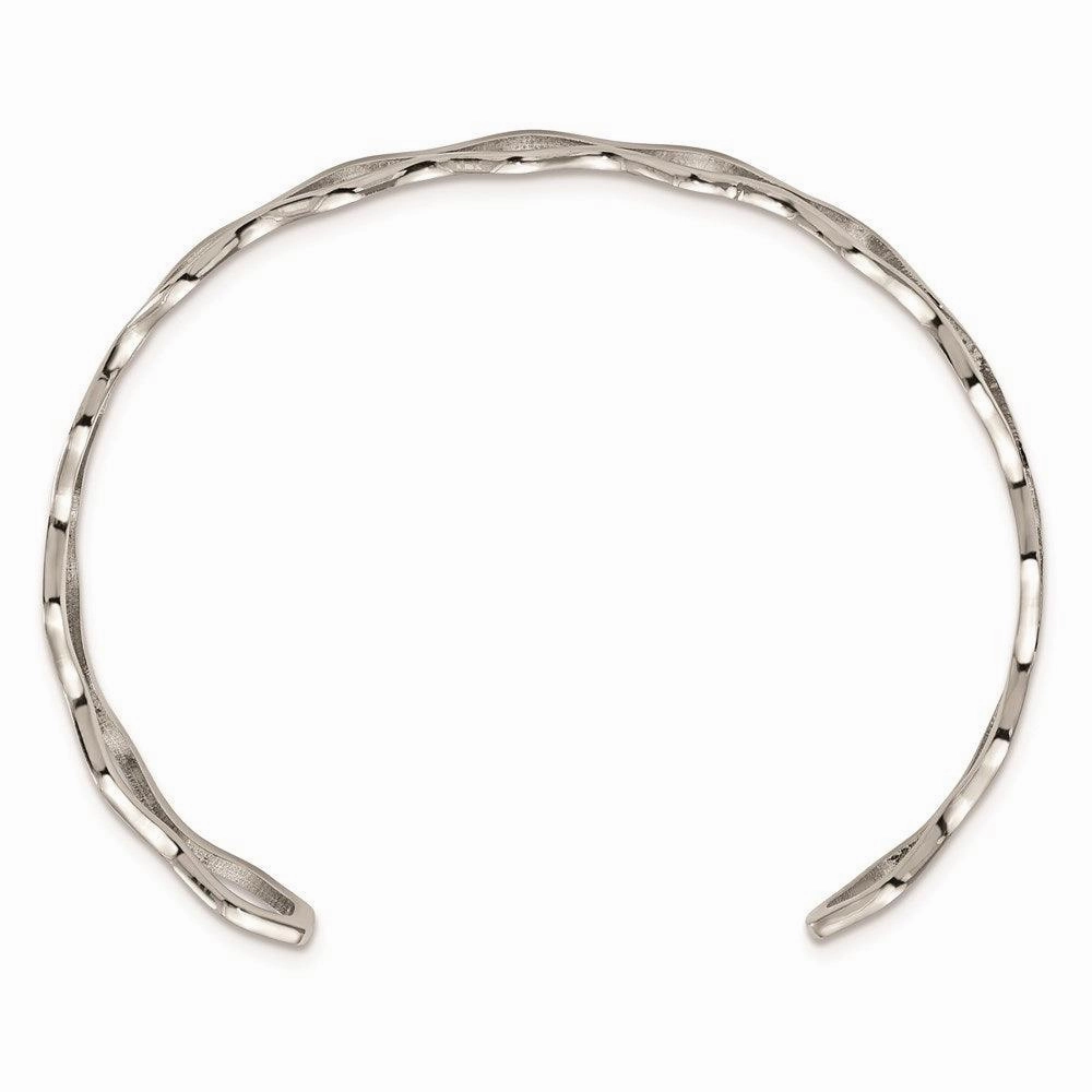 Stainless Steel Polished Wavy Cuff Bangle