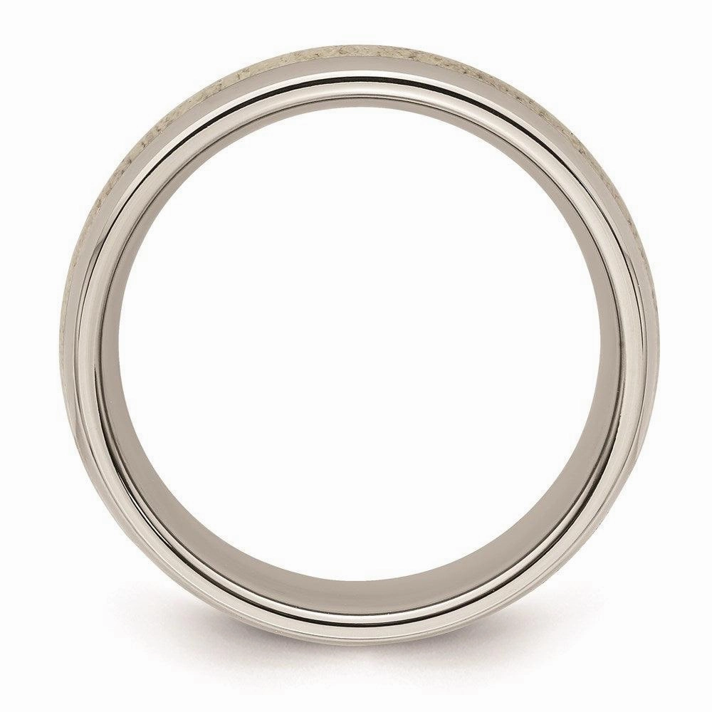 Stainless Steel Polished with Antler Inlay 8mm Band