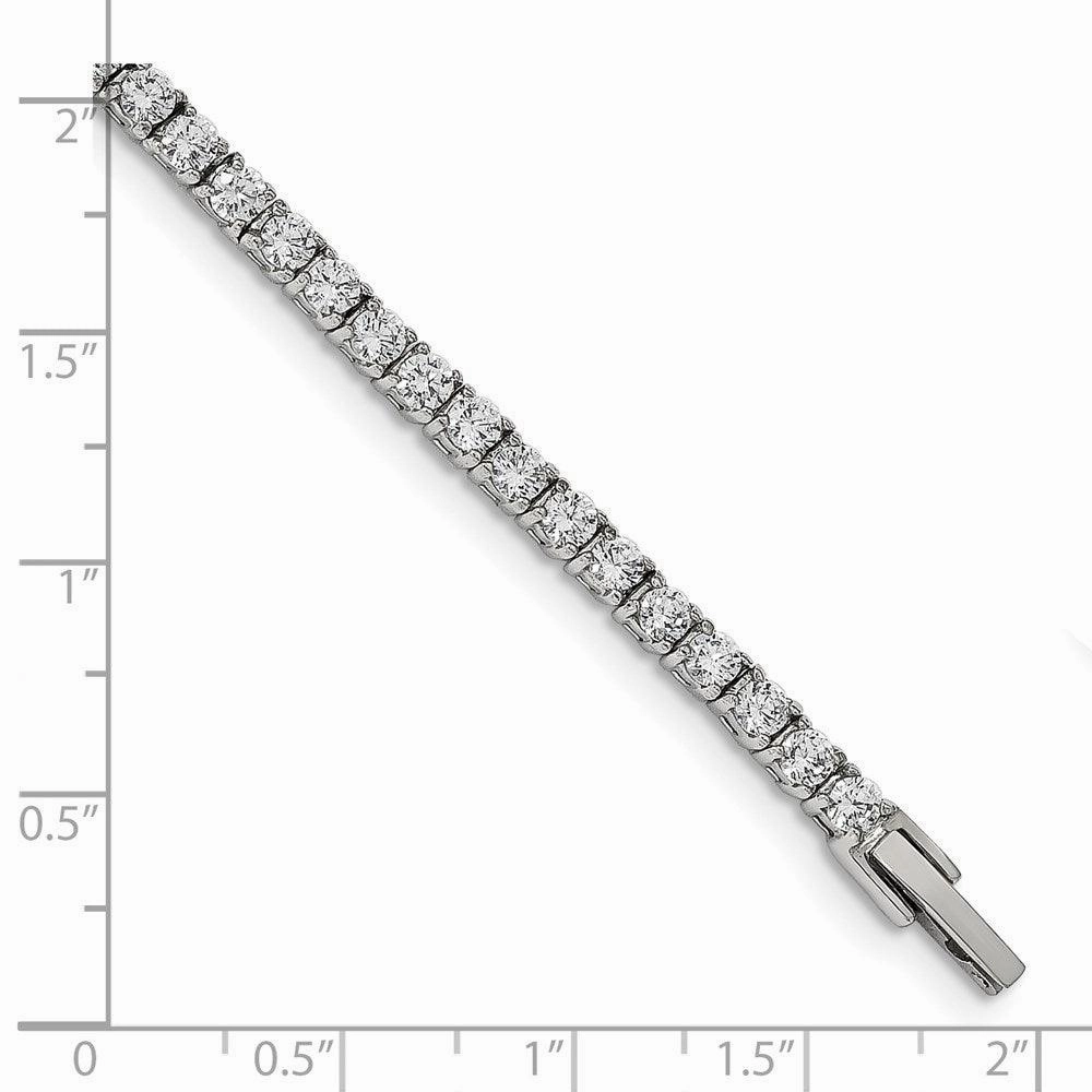 Stainless Steel Polished with CZ 7.5in Tennis Bracelet
