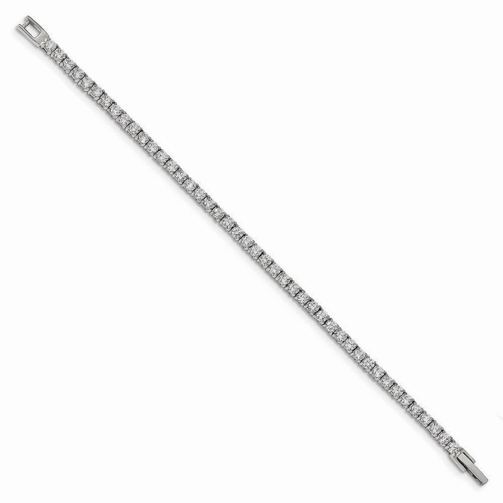 Stainless Steel Polished with CZ 7.5in Tennis Bracelet