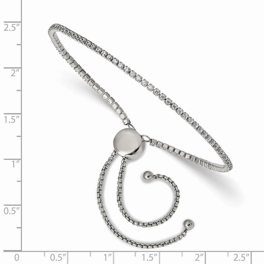 Stainless Steel Polished with CZ Adjustable Bracelet