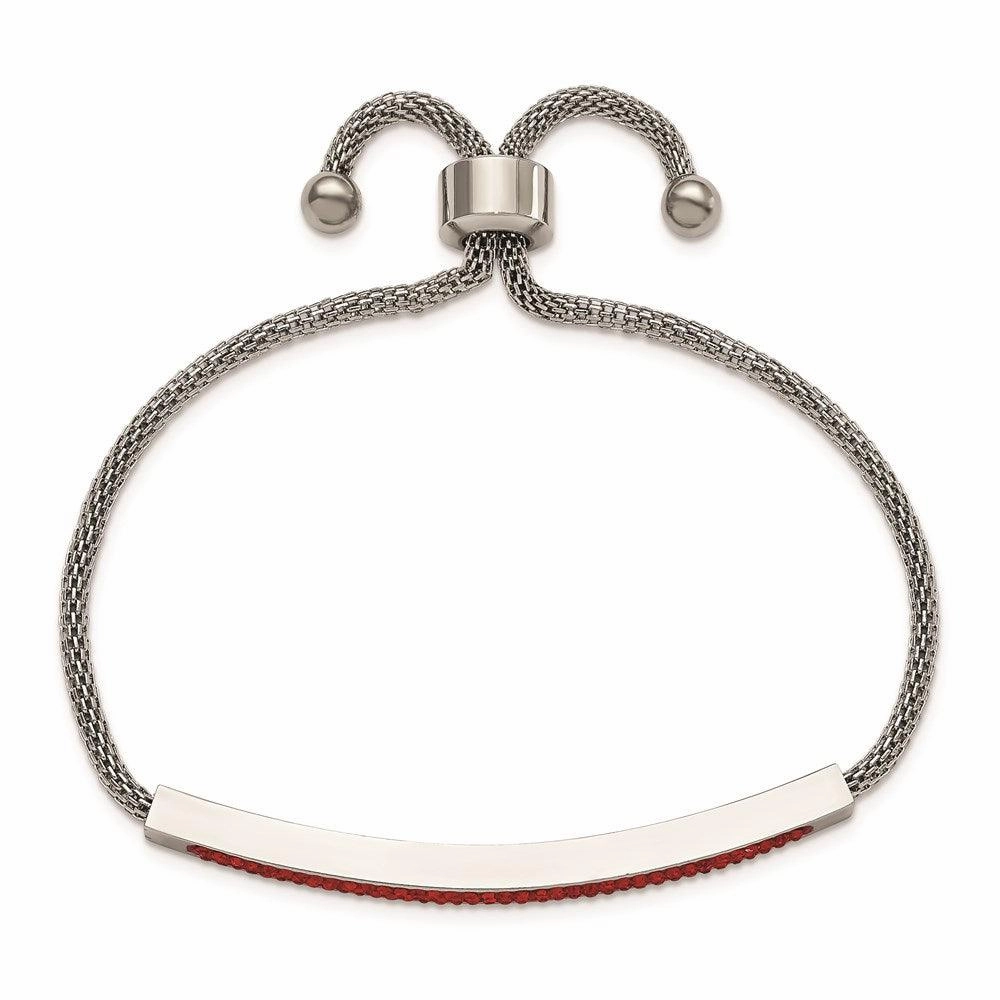 Stainless Steel Polished with Red Glass Adjustable Bracelet