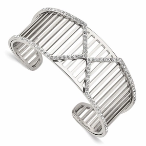 Stainless Steel Polished with Swarovski Crystals X 25mm Cuff Bangle