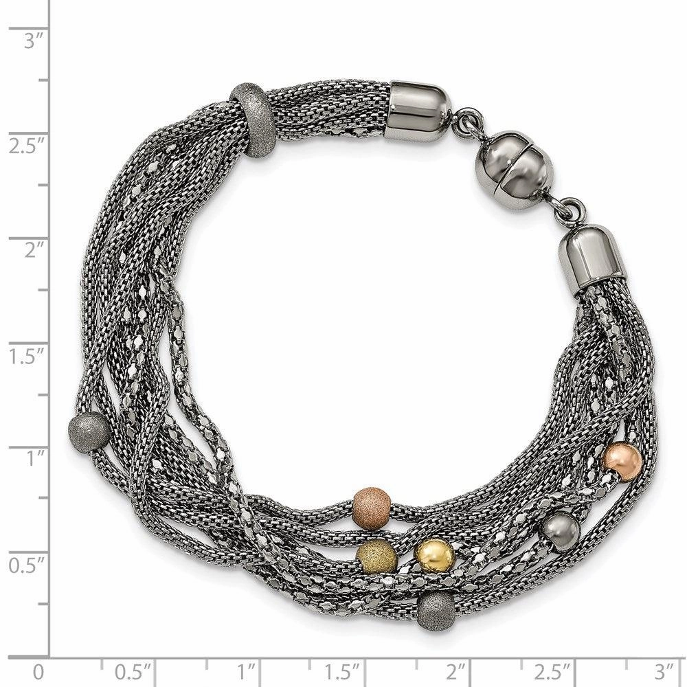 Stainless Steel Rose and Yellow IP-plated Mesh Bracelet