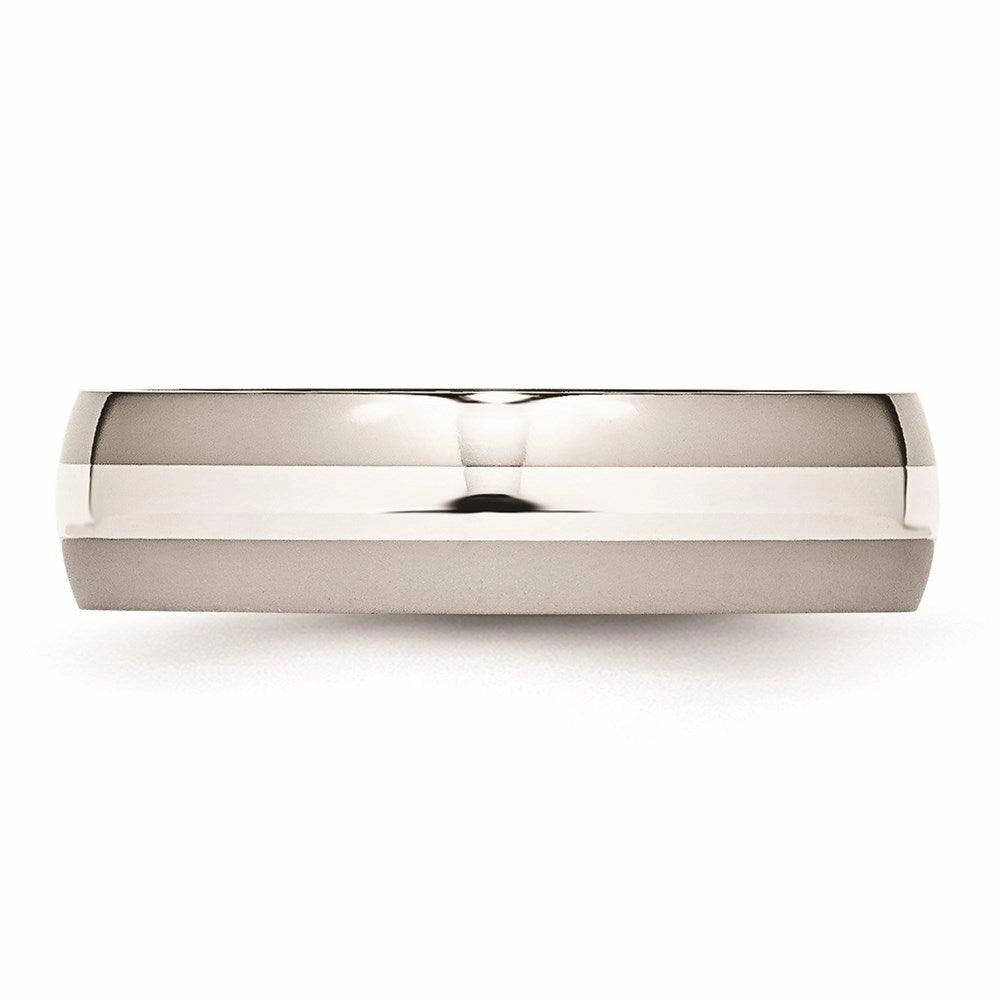 Stainless Steel Sterling Silver Inlay 6mm Polished Band