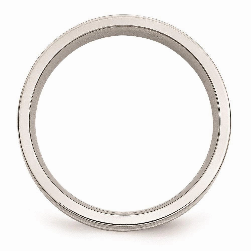 Stainless Steel Sterling Silver Inlay Flat 6mm Polished Band