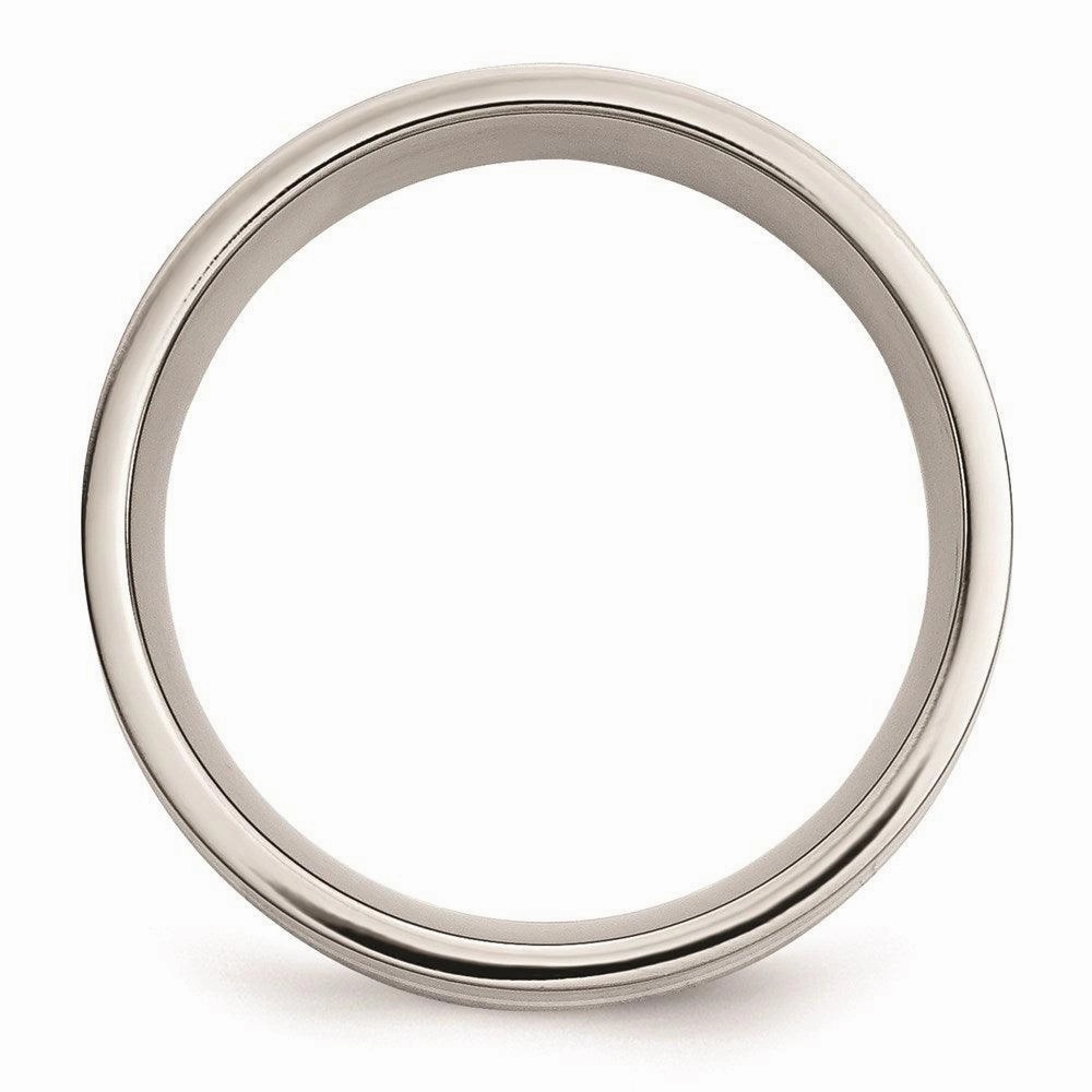 Stainless Steel Sterling Silver Inlay Flat 8mm Polished Band
