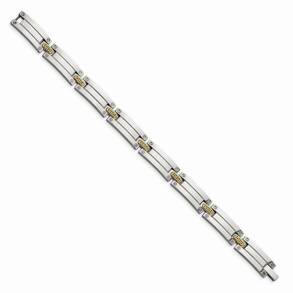 Stainless Steel w/14k Accent Polished 8.5in Link Bracelet
