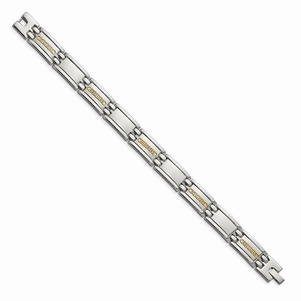 Stainless Steel w/14k Accent Polished 8.75in Link Bracelet