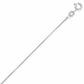 Sterling Silver 0.85mm Mini Round Box Chain - Rhodium Plated