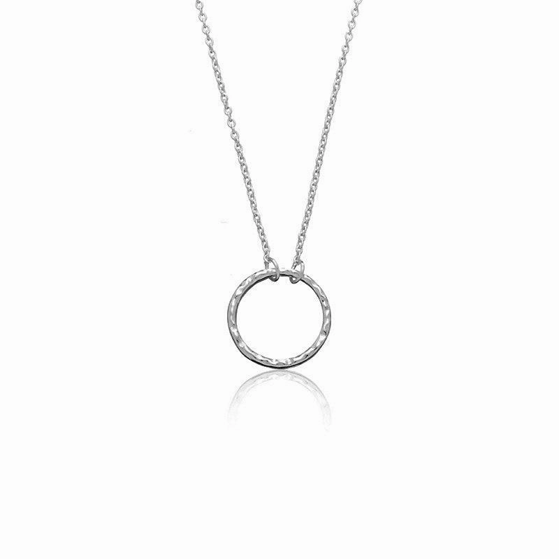 Sterling Silver 16 Inch Thin Chain Necklace with Center Circle