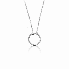 Sterling Silver 16 Inch Thin Chain Necklace with Center Circle