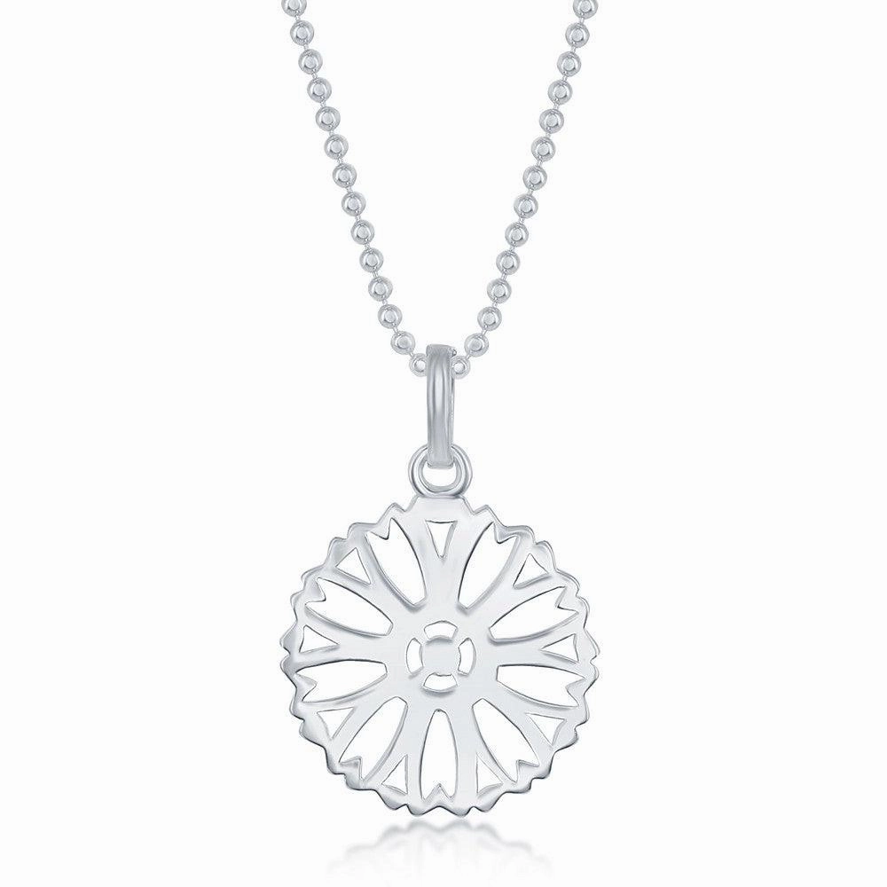 Sterling Silver 17 Inch Sun Disc Necklace