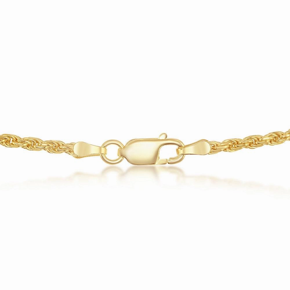 Sterling Silver 1.5mm Rope Chain - Gold Plated