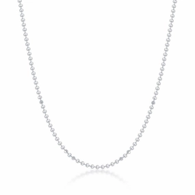 Sterling Silver 1.8mm Diamond Cut Bead Chain - Silver Plated