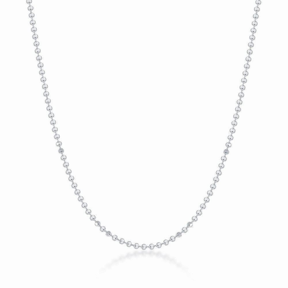 Sterling Silver 1.8mm Diamond Cut Bead Chain - Silver Plated
