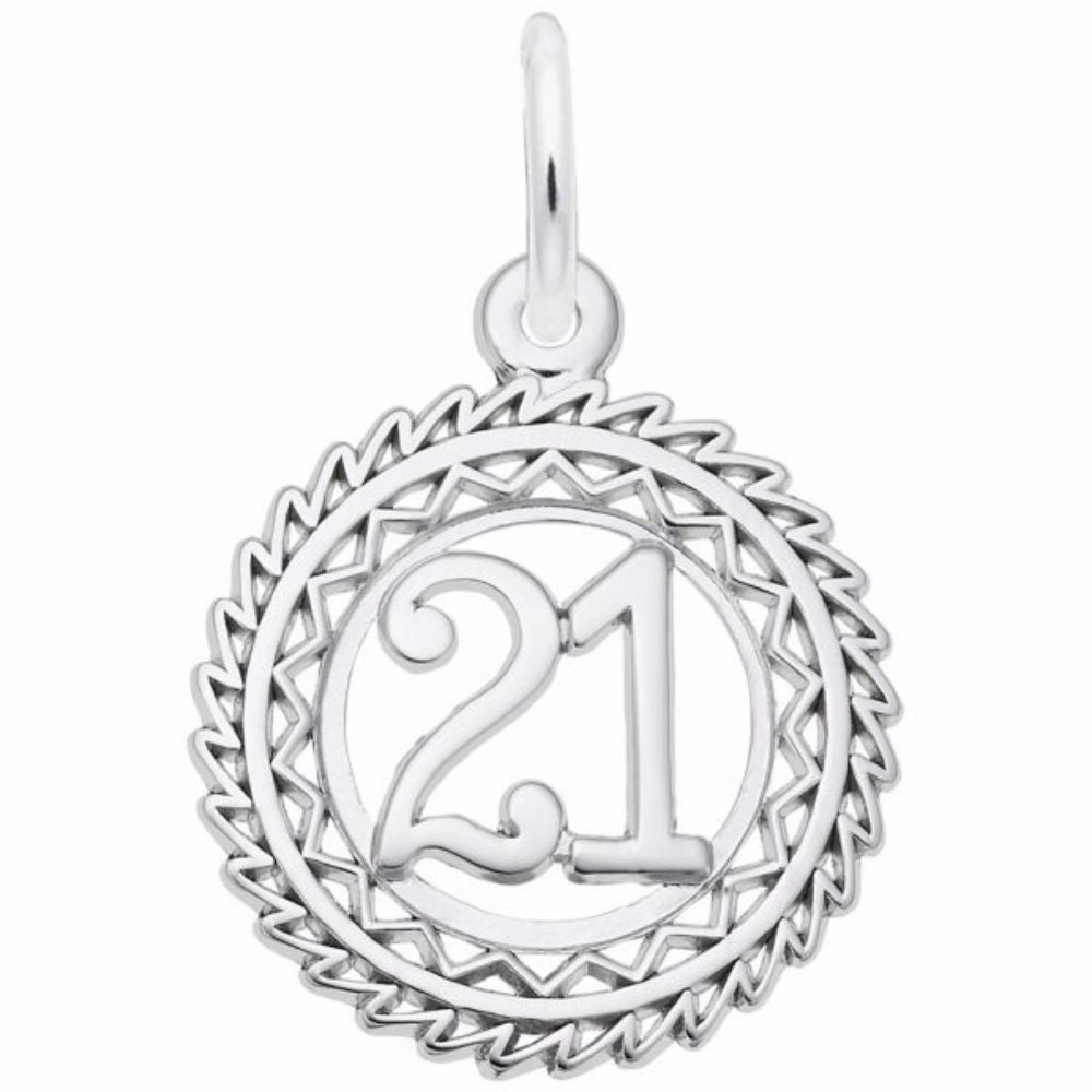 Sterling Silver #21 Round Charm