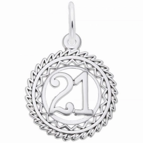 Sterling Silver #21 Round Charm