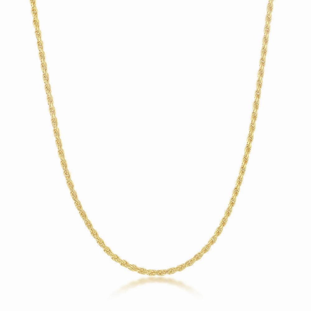 Sterling Silver 2.3mm Rope Chain - Gold Plated